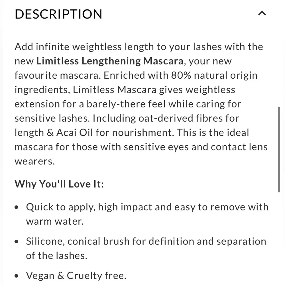 Eyeko Limitless Lengthen Mascara - Black- BNIB- full size 8 ml
